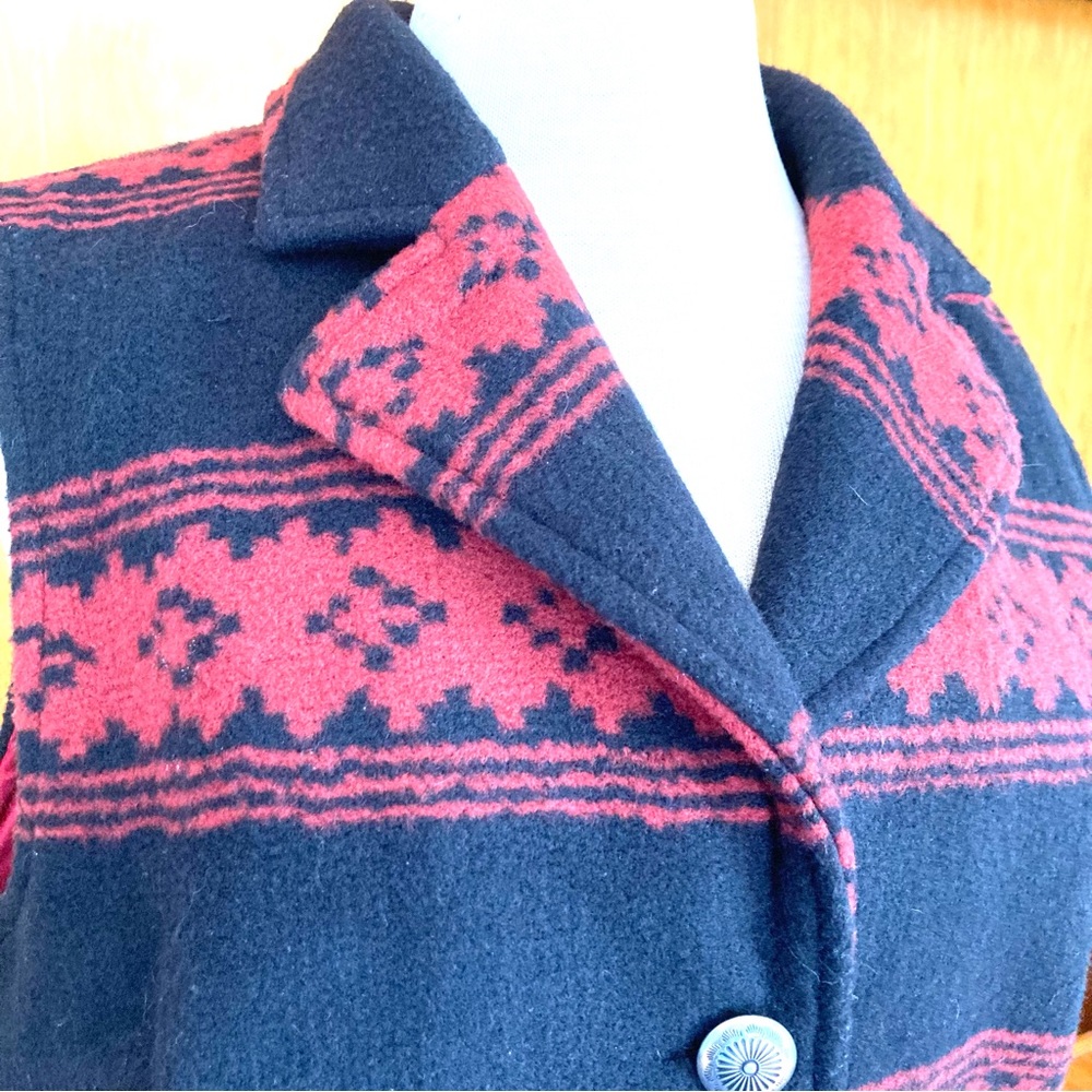 Orvis Vest Black Red Diamond Patterned 3 Button W… - image 4